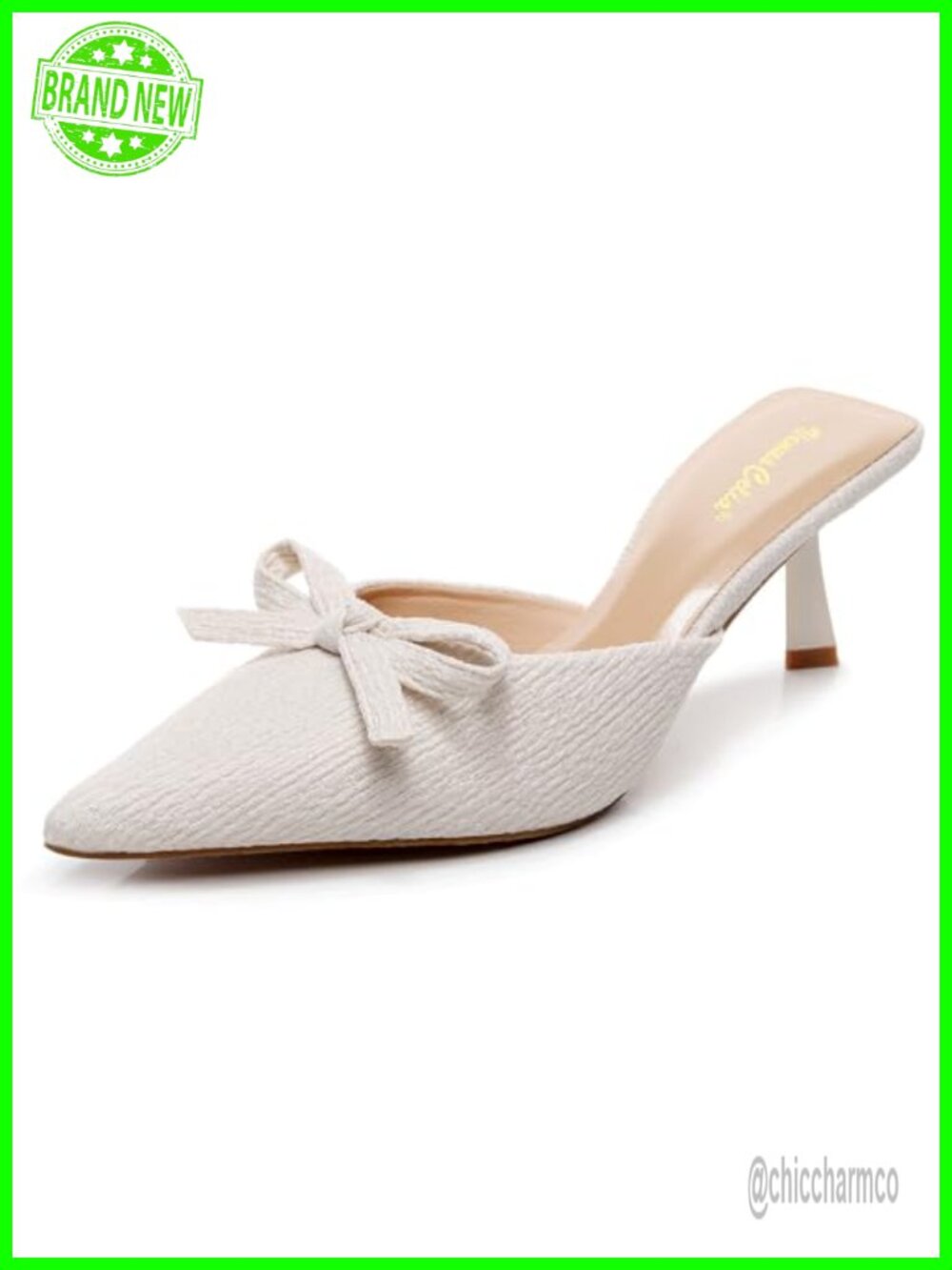 Women's Kitten Heel Slip On Mule Sandal Pointed Toe Ankle Strap